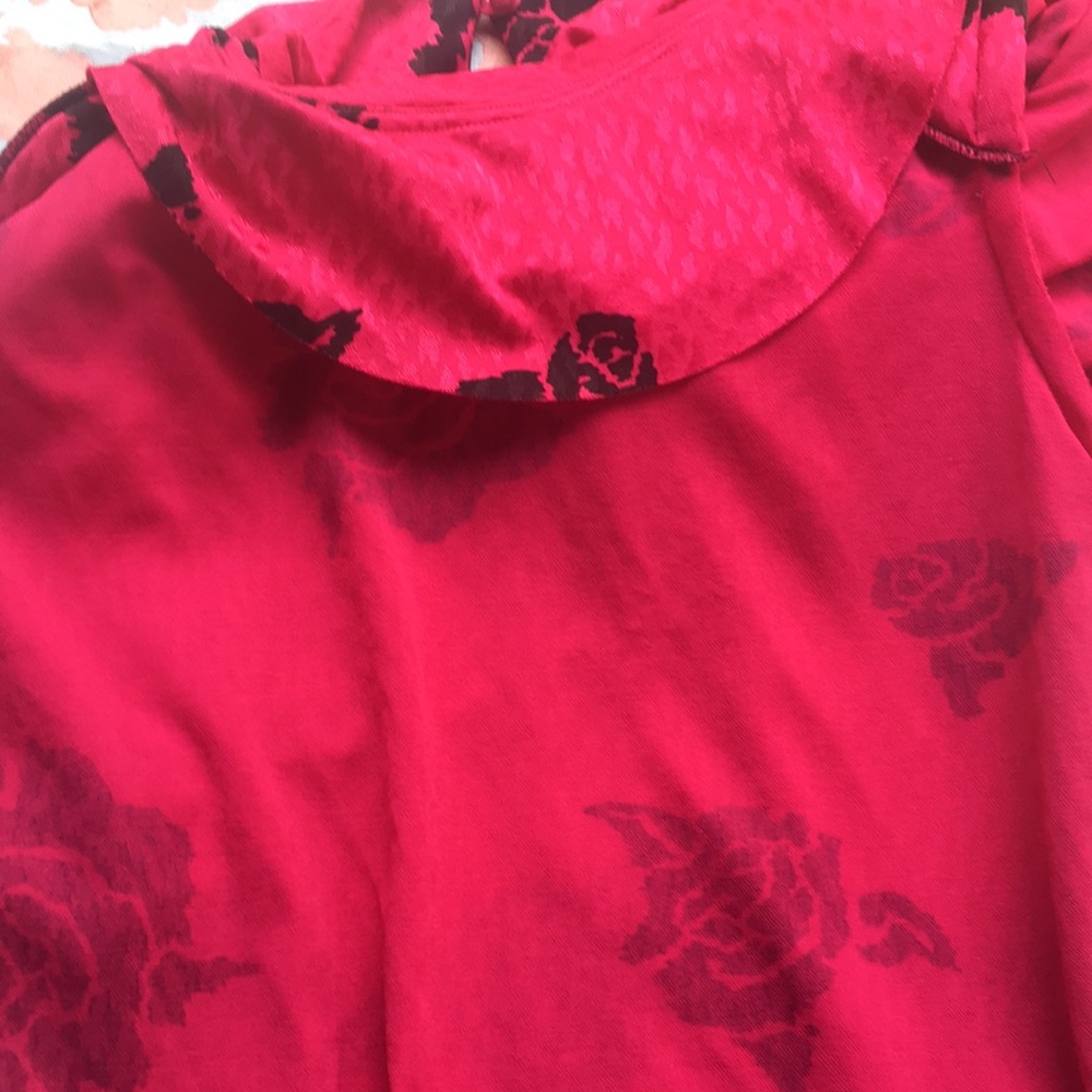 Vintage 80’s TF Satin Floral Bright Pink Knee Length Peplum Dress - Picture 13 of 14